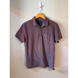 Banana Republic Polo Shirt Mens Med Burgundy White Micro Stripe Office Golf